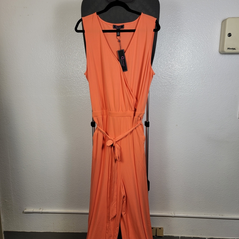 C Wonder‎ by Christian Siriano Wide Leg Knit Jumpsuit Sunkissed Size 1XT